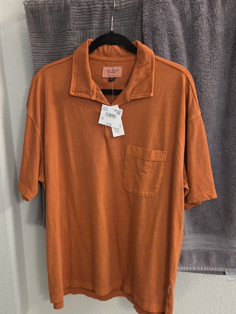 American Eagle Outfitters Men’s Rust Orange Pocket Polo